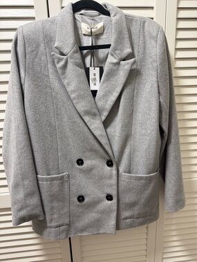 Double-Breasted Gray Blazer Coat